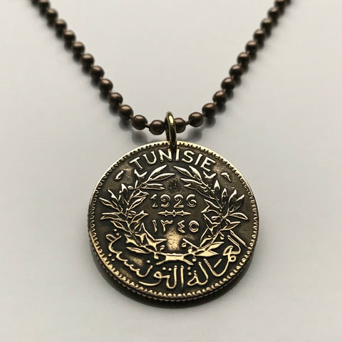 1941 Tunisia Franc coin pendant Tunisian Tunis Sfax El Djem French North African Arabic Islamic Muslim Mediterranean Sea necklace n000661