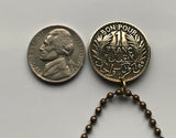1941 Tunisia Franc coin pendant Tunisian Tunis Sfax El Djem French North African Arabic Islamic Muslim Mediterranean Sea necklace n000661