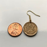 South Africa 20 Cents coin earrings King Protea flower plant Cape Town Johannesburg Pretoria Bloemfontein Port Elizabeth Limpopo Soweto Limpopo Nguni Bantu Zulu isiXhosa Afrikaans e000380