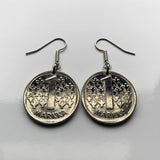 Finland Suomi 1 Markka coin earrings jewelry Finnish lion Helsinki Finns Finnic Espoo Tampere Vantaa Oulu Turku Jyväskylä Nordic Baltic Lahti Ostrobothnia Porvoo Rovaniemi Uusimaa Kuopio Savonlinna Mikkeli Lappeenranta Bothnia e000385