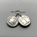 1977 Israel 10 Agorot coin earrings Jewish date palm tree Judean Hebrew Jew Jerusalem Haifa Rishon LeZion Petah Tikva Tel Aviv Ashdod Star of David Netanya Judaism Beersheba Holon Safed Nazareth Tanakh Torah Talmud Mikra Holy Land Middle East e000363
