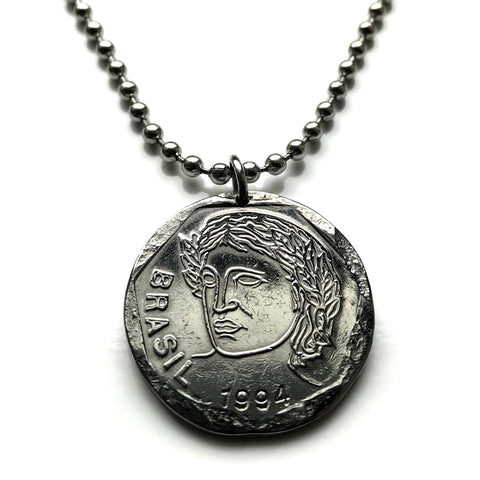 1994 Brazil 25 Centavos coin pendant lady republic São Paulo Recife Pernambuco Bahia Minas Gerais Pelourinho Santa Catarina Belem n002182