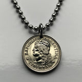1959 Argentina 5 Centavos coin pendant necklace jewelry Lady Liberty Oudine freedom Phrygian cap Buenos Aires Córdoba Rosario Mendoza Tucumán La Plata Mar del Plata Salta Santa Fe San Juan Corrientes Río de la Plata n002321