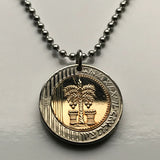 Israel 10 Sheqalim coin pendant Jewish date palm tree Jerusalem Tel Aviv menorah Haifa Rishon LeZion Palestine Petah Tikva Ashdod Judea Star of David Netanya Beersheba Hasmonaean Ashkenazi Torah Rosh Hashanah Hebrew Bar-Kochba Safed Nazareth n001456