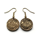 South Africa 20 Cents coin earrings King Protea flower plant Cape Town Johannesburg Pretoria Bloemfontein Port Elizabeth Limpopo Soweto Limpopo Nguni Bantu Zulu isiXhosa Afrikaans e000380