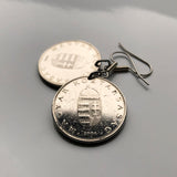 Hungary Magyars 10 Forint coin earrings Hungarian Saint Stephen Holy Crown Szent Korona Budapest Debrecen Székelys Pécs Szeged Győr Miskolc Gellért Hill Jasz Csangos Szolnok Vas Érd Szeged e000384