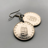 Hungary Magyars 10 Forint coin earrings Hungarian Saint Stephen Holy Crown Szent Korona Budapest Debrecen Székelys Pécs Szeged Győr Miskolc Gellért Hill Jasz Csangos Szolnok Vas Érd Szeged e000384