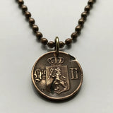 antique! 1899 Norway Norge 1 Ore coin pendant lion Den norske løve Oslo Bergen Stavanger Sandnes Trondheim Drammen Vikings Bokmål Nynorsk Scandinavian Nordic Fredrikstad Tromsø Vestre Aker Norsemen n000975