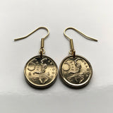 1994 Spain 5 Peseta coin earrings Gran bailarina sculpture Aragon Zaragoza The Dancer Puerta del Carmen Flamenco Seguidilla ballet e000409