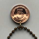 1977 Venezuela 5 Céntimos coin pendant necklace jewelry Simón Bolívar white horse Palomo Caracas Maracaibo Valencia pendant Barquisimeto Ciudad Guayana Maturín Barcelona Maracay Cumaná Barinas Miranda San Cristóbal n003330