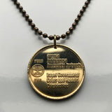 1984 Israel Jerusalem token pendant Jewish Lion of Judah greetings Western Wall Talmud menorah Judaism Hebrew Yiddish Nazareth Zion n003346