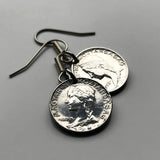 Hungary Magyar 5 Filler coin dangle earrings Hungarian girl Kalocsa tulokparta headdress folk wear Sarkoz costume Matyo embroidery Budapest Debrecen Szeged Miskolc Pecs Gyor Kecskemet Nyiregyhaza e000399