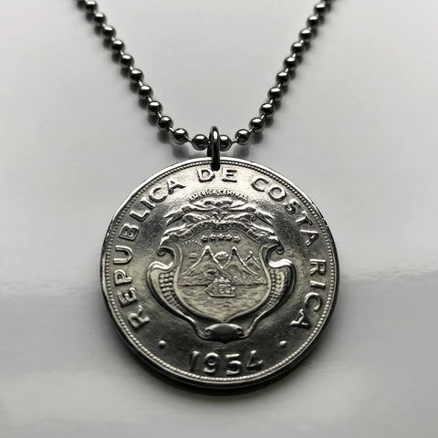 1954 Costa Rica 1 Colon coin pendant escudo Costarricense San Jose Puerto Limón Alajuela Liberia Puntarenas San Vicente Barranca ticos América Central Heredia Cinco Esquinas Desamparados Tamarindo Arenal Cartago Puntarenas Cocos Poás Nicoya n003351