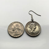 1962 England 1 Shilling coin earrings English shield 3 lions royal arms London Manchester Liverpool Nottingham Sheffield Bradford Birmingham Newcastle Leeds Bristol Southampton United Kingdom e000404