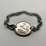 1986 Germany Deutschland 50 Pfennig coin bracelet planting tree seedling gardener Berlin Dresden Hannover Nuremberg Bonn Rostock b000065