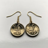 1994 Spain 5 Peseta coin earrings Gran bailarina sculpture Aragon Zaragoza The Dancer Puerta del Carmen Flamenco Seguidilla ballet e000409