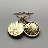 1994 Spain 5 Peseta coin earrings Gran bailarina sculpture Aragon Zaragoza The Dancer Puerta del Carmen Flamenco Seguidilla ballet e000409