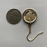 1994 Spain 5 Peseta coin earrings Gran bailarina sculpture Aragon Zaragoza The Dancer Puerta del Carmen Flamenco Seguidilla ballet e000409