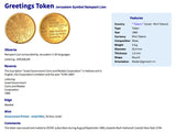 1984 Israel Jerusalem token pendant Jewish Lion of Judah greetings Western Wall Talmud menorah Judaism Hebrew Yiddish Nazareth Zion n003346
