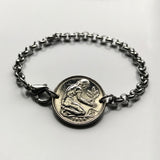 1986 Germany Deutschland 50 Pfennig coin bracelet planting tree seedling gardener Berlin Dresden Hannover Nuremberg Bonn Rostock b000065