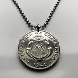 1954 Costa Rica 1 Colon coin pendant escudo Costarricense San Jose Puerto Limón Alajuela Liberia Puntarenas San Vicente Barranca ticos América Central Heredia Cinco Esquinas Desamparados Tamarindo Arenal Cartago Puntarenas Cocos Poás Nicoya n003351