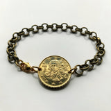 2002 Italy 10 Euro Cent coin bracelet Birth of Venus renaissance painting Sandro Botticelli Galleria degli Uffizi Art museum Simonetta Vespucci Florence Tuscany Loggiato Piazza della Signoria Ponte Vecchio Arno river Ognissanti Medici Siena b000070