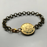 2002 Italy 10 Euro Cent coin bracelet Birth of Venus renaissance painting Sandro Botticelli Galleria degli Uffizi Art museum Simonetta Vespucci Florence Tuscany Loggiato Piazza della Signoria Ponte Vecchio Arno river Ognissanti Medici Siena b000070