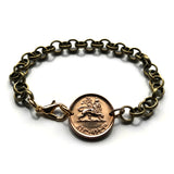 1944 Äthiopien 1 Santeem-Münze Rolo-Gliederarmbandschmuck Löwe von Juda Haile Selassie Rasta Jüdischer israelitischer Stamm Ad Abadisba Ras Gondar Mek'ele Oromia Zion Jamaika Amharas Axum Dan Horn von Afrika Makonnen 2. Weltkrieg Ära b000072