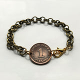 1907 Germany Deutschland 1 Pfennig coin brass rolo link bracelet black German eagle Berlin Hamburg Munich Cologne Frankfurt Stuttgart Düsseldorf Dortmund Leipzig Bremen Dresden Hanover Bavaria Bonn Nuremberg b000073