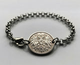 1895 Austria Osterreich 10 Heller coin rolo link bracelet jewelry Austrian eagle Habsburg Vienna Linz Österreicher Schönbrunn Palace Sankt Pölten Styria Mozart b000062