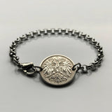 1895 Austria Osterreich 10 Heller coin rolo link bracelet jewelry Austrian eagle Habsburg Vienna Linz Österreicher Schönbrunn Palace Sankt Pölten Styria Mozart b000062