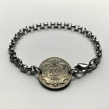 1895 Austria Osterreich 10 Heller coin rolo link bracelet jewelry Austrian eagle Habsburg Vienna Linz Österreicher Schönbrunn Palace Sankt Pölten Styria Mozart b000062