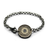1921 Japan Nippon Nihon 10 Sen coin rolo link bracelet seigaiha waves Yata floral sacred mirror Tokyo Samurai symbol Judo Chrysanthemum blossom b000066
