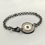 1921 Japan Nippon Nihon 10 Sen coin rolo link bracelet seigaiha waves Yata floral sacred mirror Tokyo Samurai symbol Judo Chrysanthemum blossom b000066