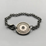 1921 Japan Nippon Nihon 10 Sen coin rolo link bracelet seigaiha waves Yata floral sacred mirror Tokyo Samurai symbol Judo Chrysanthemum blossom b000066