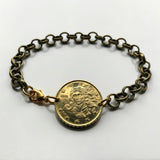 2002 Italy 10 Euro Cent coin bracelet Birth of Venus renaissance painting Sandro Botticelli Galleria degli Uffizi Art museum Simonetta Vespucci Florence Tuscany Loggiato Piazza della Signoria Ponte Vecchio Arno river Ognissanti Medici Siena b000070