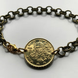 2002 Italy 10 Euro Cent coin bracelet Birth of Venus renaissance painting Sandro Botticelli Galleria degli Uffizi Art museum Simonetta Vespucci Florence Tuscany Loggiato Piazza della Signoria Ponte Vecchio Arno river Ognissanti Medici Siena b000070