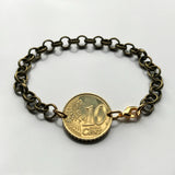 2002 Italy 10 Euro Cent coin bracelet Birth of Venus renaissance painting Sandro Botticelli Galleria degli Uffizi Art museum Simonetta Vespucci Florence Tuscany Loggiato Piazza della Signoria Ponte Vecchio Arno river Ognissanti Medici Siena b000070