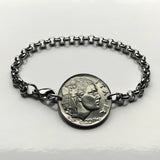1941 Italy Italian 20 Centesimi coin bracelet Italian lady fasces fascist World War 2 era Savoy shield Benito Mussolini Rome Milan Siena Capri Sardinia Parma San Gimignano Positano Lazio b000084