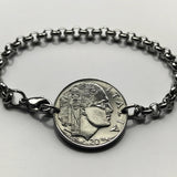 1941 Italy Italian 20 Centesimi coin bracelet Italian lady fasces fascist World War 2 era Savoy shield Benito Mussolini Rome Milan Siena Capri Sardinia Parma San Gimignano Positano Lazio b000084