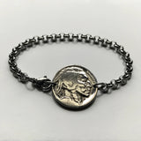 USA 5 Cent Buffalo Indian Head nickel coin rolo link bracelet native American bison Chief Iron Tail New York Washington Nebraska b000085