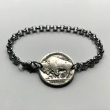 USA 5 Cent Buffalo Indian Head nickel coin rolo link bracelet native American bison Chief Iron Tail New York Washington Nebraska b000085