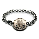 Escocia Reino Unido Gran Bretaña Moneda de 1 chelín Pulsera de eslabones rolo Joyería León escocés Edimburgo Glasgow Perth Alba Dundee Aberdeen Palacio de Holyrood Lothian Stirling Escocés Inverness Fife Británico b000078