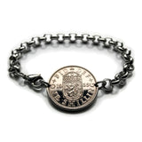 Escocia Reino Unido Gran Bretaña Moneda de 1 chelín Pulsera de eslabones rolo Joyería León escocés Edimburgo Glasgow Perth Alba Dundee Aberdeen Palacio de Holyrood Lothian Stirling Escocés Inverness Fife Británico b000078