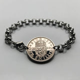 Escocia Reino Unido Gran Bretaña Moneda de 1 chelín Pulsera de eslabones rolo Joyería León escocés Edimburgo Glasgow Perth Alba Dundee Aberdeen Palacio de Holyrood Lothian Stirling Escocés Inverness Fife Británico b000078