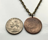 1899! Muscat & Oman 1/4 Anna coin pendant Seeb Salalah Bawshar Sohar Suwayq Ibri Saham Barka Rustaq UAE Nizwa Jebel Akhdar Dhofar n003312