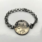 1991 Austria Österreich 10 Schilling coin bracelet Austrian eagle Vienna Salzburg Linz Innsbruck Graz Tyrol Villach Carinthia Styria Wels Sankt Pölten Sölden Vorarlberg Habsburg Zell am See b000082