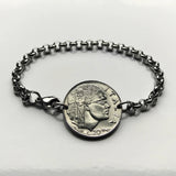 1941 Italy Italian 20 Centesimi coin bracelet Italian lady fasces fascist World War 2 era Savoy shield Benito Mussolini Rome Milan Siena Capri Sardinia Parma San Gimignano Positano Lazio b000084