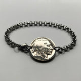 USA 5 Cent Buffalo Indian Head nickel coin rolo link bracelet native American bison Chief Iron Tail New York Washington Nebraska b000085