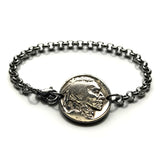 USA 5 Cent Buffalo Indian Head nickel coin rolo link bracelet native American bison Chief Iron Tail New York Washington Nebraska b000085